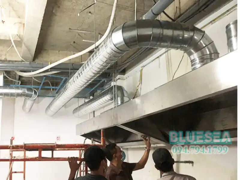 cút góc Thi công lắp đặt hút khói công nghiệp