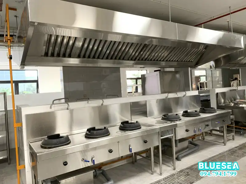 cút góc Chụp Hút khói nhà bếp công nghiệp Inox Blue Sea