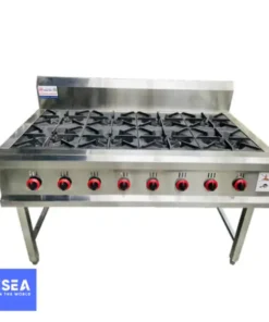 bếp âu 8 họng dùng gas chân cao bếp nhà hàng