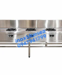 Bếp á 5 họng dùng gas công nghiệp inox 304, kiềng gang